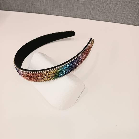 Sparkly Rhinestone Headband Fashionista Chic Bohemian Summer Fun Rainbow LGBTQ+ - Picture 4 of 6